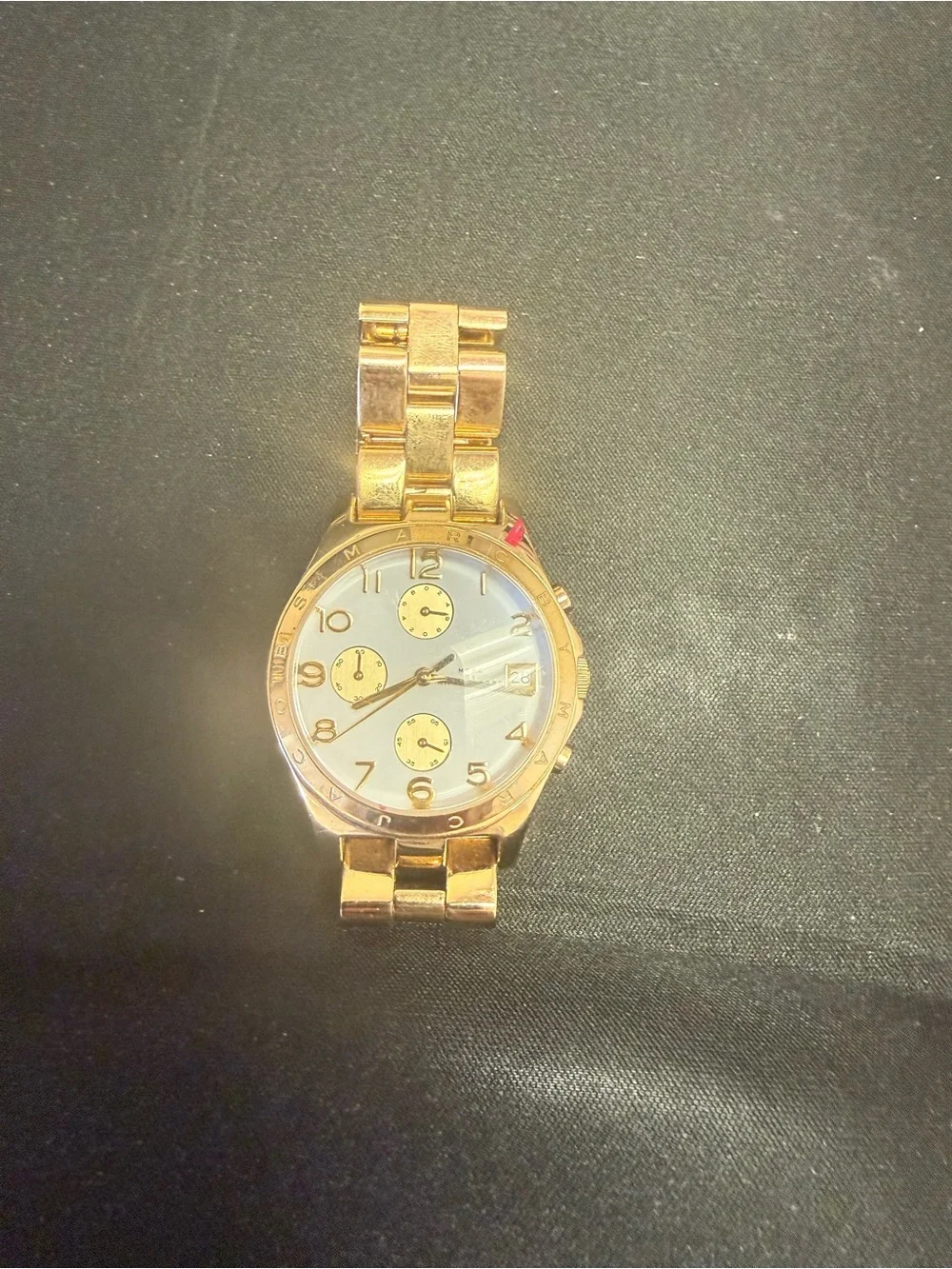 Marc by Marc Jacobs Gold Tone Watch with White Dial and Gold Accents